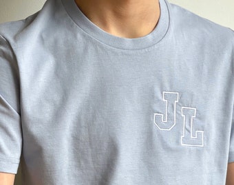 Custom Varsity Initials Embroidered T-Shirt | Monogram T-Shirt | Personalised Gift | Custom T-Shirt | Sustainable Clothing | Custom Tees