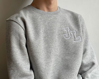 Custom Varsity Monogram Embroidered Sweatshirt | College Sweatshirt | Crewneck Sweatshirt | Personalised Jumper |  Custom Initial Embroidery