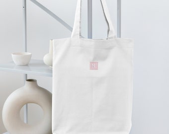 Custom Initial Square Embroidered Tote Bag - gift, personalised, name, letter, organic, recycled