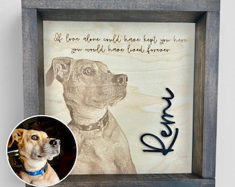 Custom Maple Wood Pet Memorial Portrait | Laser Engraved Dog Cat Keepsake