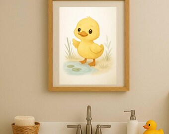 Arte de pared imprimible con diseño de pato para guardería / Descarga digital de animales para bebés / Decoración minimalista moderna para habitación / Habitación infantil unisex / Impresión instantánea