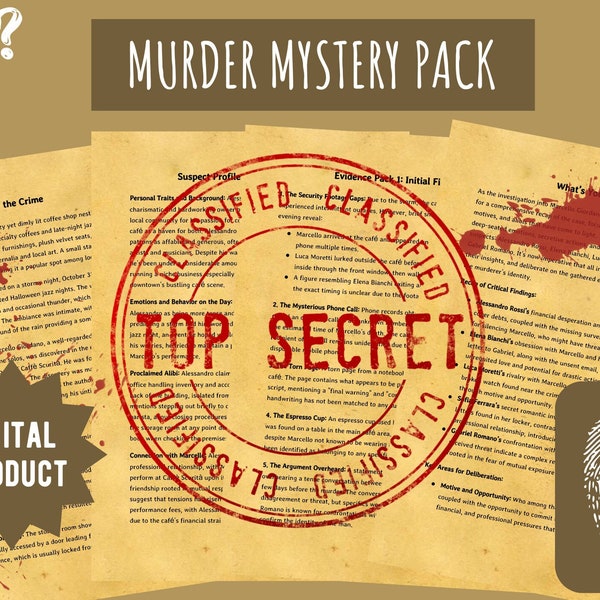 Murder Mystery Game - Coffee Shop Murder Mystery Kit - Interactive Detective Party, Printable Mystery Night, Family & Friends Group Game