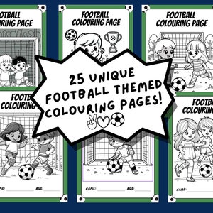 25 Printable Football Colouring Pages, Football Coloring PDF, School Football Pack, Printable Soccer Coloring Book, Kids Printable Coloring