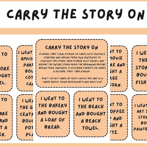 Drinking Game For Adults - Carry On The Story: Downloadable Drinking Cards, Drinking Game Printable Version, 50 Playing Cards