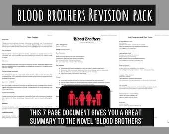 Blood Brothers Revision Guide English Literature GCSE Revision Characters, Themes & Context Revision Guide Quotes + Short Revision Notes