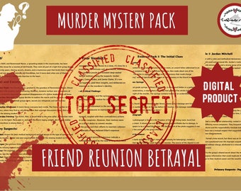 Murder Mystery Game - Friend Betrayal Murder Mystery Kit - Interactive Detective Party, Printable Mystery Night, Family & Friends Group Game