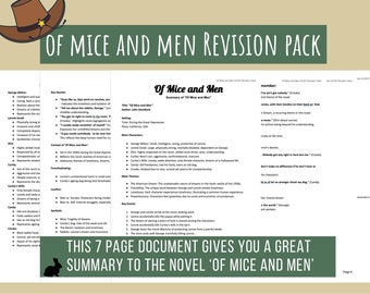 Of Mice and Men Revision Guide English Literature GCSE Revision Characters, Themes & Context Revision Guide Quotes + Short Revision Notes