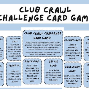 Club Crawl: Drinking Game for Adults, Downloadable Drinking Cards, Drinking Game Printable Version, Outdoor Drinking Game, 40+ Playing Cards