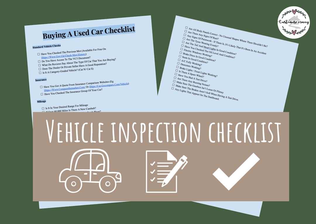 Checklist What To Do When You Purchase A Used Car Car Inspection