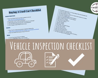 Car Inspection Checklist UK - Vehicle Inspection Checklist for Buying a Second Hand Car - Editable
