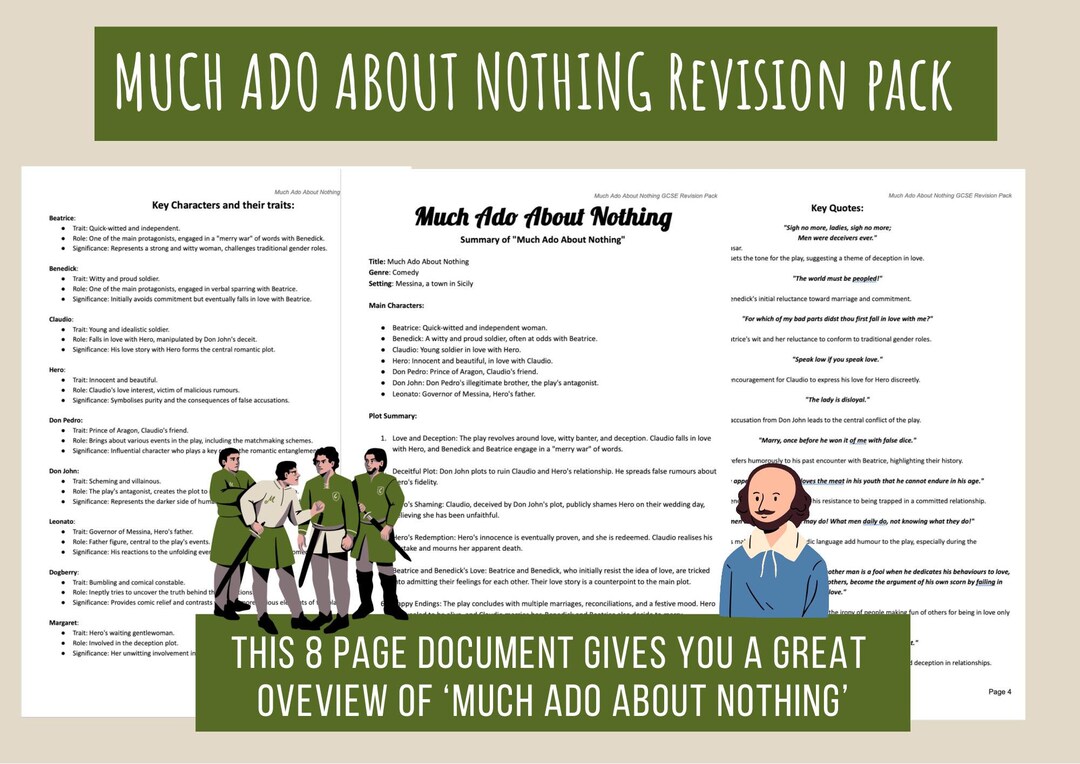 Much Ado About Nothing Revision English Literature GCSE Revision ...