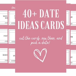 Más de 40 tarjetas de ideas de citas nocturnas, tarjetas de citas nocturnas imprimibles, regalo romántico para parejas, regalo de San Valentín para él o ella, caja de citas nocturnas para parejas