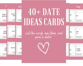 Printable Date Night Cards, 40+ Date Night Ideas for Couples, Romantic Date Jar Cards, DIY Couple Gift, Anniversary, Instant Download