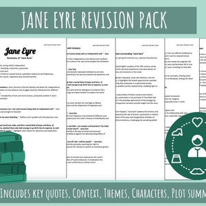 Jane Eyre Revision Guide English Literature GCSE Revision Character Analysis, Themes & Context Revision Guide Quotes + Short Revision Notes