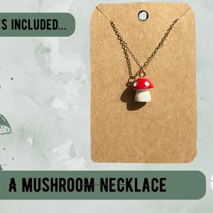 Mushroom Lover's Gift Set - Fungi Gift Accessories - Get Well Soon Gift - Unique Bohemian Gift for Her - Mushroom Necklace afbeelding 4