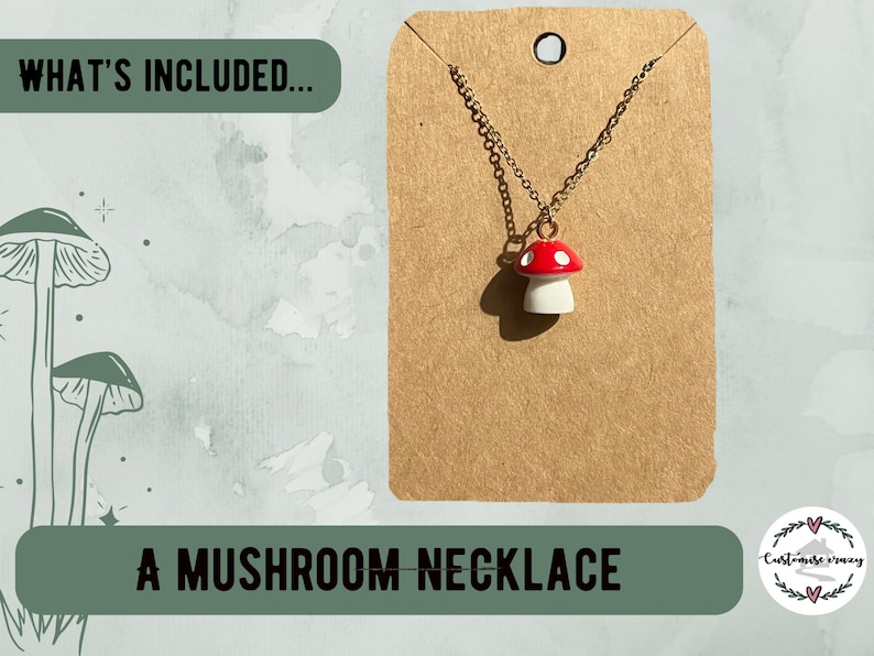 Mushroom Lover's Gift Set - Fungi Gift Accessories - Get Well Soon Gift - Unique Bohemian Gift for Her - Mushroom Necklace afbeelding 4