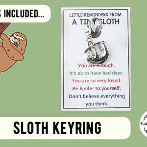 Sloth Lover Gift Set - Cute Sloth Socks, Keychain, Necklace & Stickers - Fun Animal Letterbox Gift for Her - Sloth Jewellery image 6