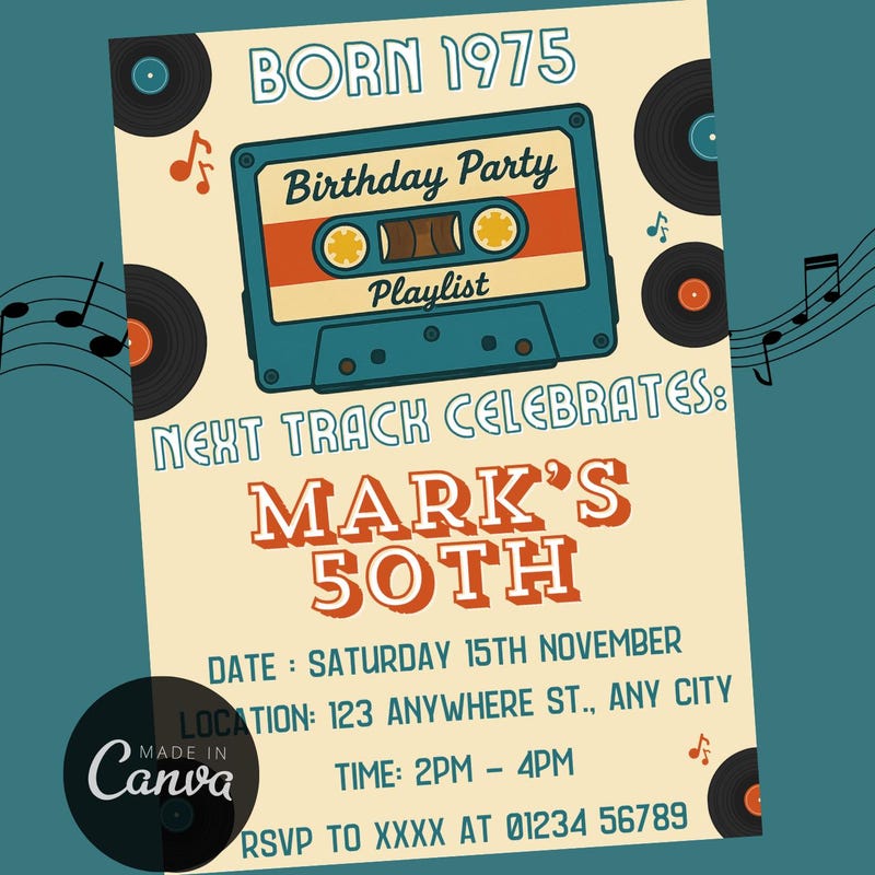 50th Birthday Invite 1975 Etsy 50th Birthday Invite 1975 Etsy