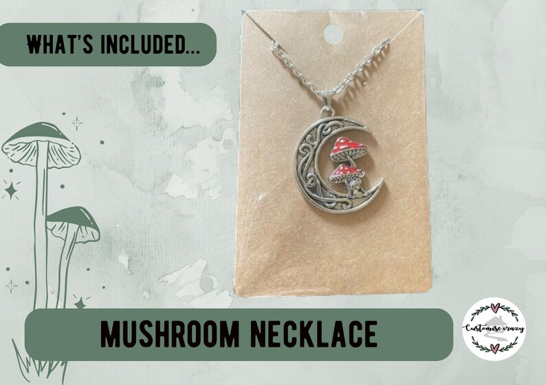 Mushroom Lover Gift For Him - Fungi Gift Ideas - Crew Socks, Charm Bracelet, Mushroom Necklace - Boyfriend Letterbox Gift Set image 4