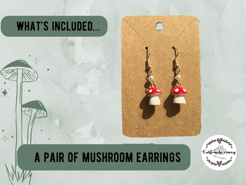 Mushroom Lover's Gift Set - Fungi Gift Accessories - Get Well Soon Gift - Unique Bohemian Gift for Her - Mushroom Necklace afbeelding 5