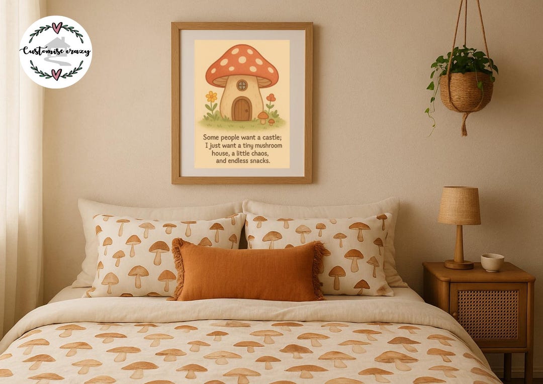 Cottagecore Mushroom Wall Art Print, Goblincore Decor Poster, Boho ...