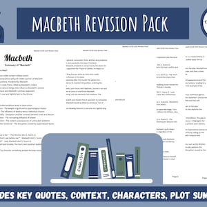 Macbeth English Literature GCSE Characters, Themes & Context Revision Guide | Study Notes Planner | Quotes + Short Revision Notes