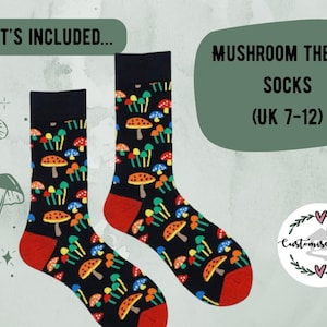 Mushroom Lover Gift For Him - Fungi Gift Ideas - Crew Socks, Charm Bracelet, Mushroom Necklace - Boyfriend Letterbox Gift Set image 3
