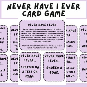 Never Have I Ever: Drinking Game for Adults, Downloadable Drinking Game, Drinking Cards Printable Version, 50+ Playing Cards, Instant PDF