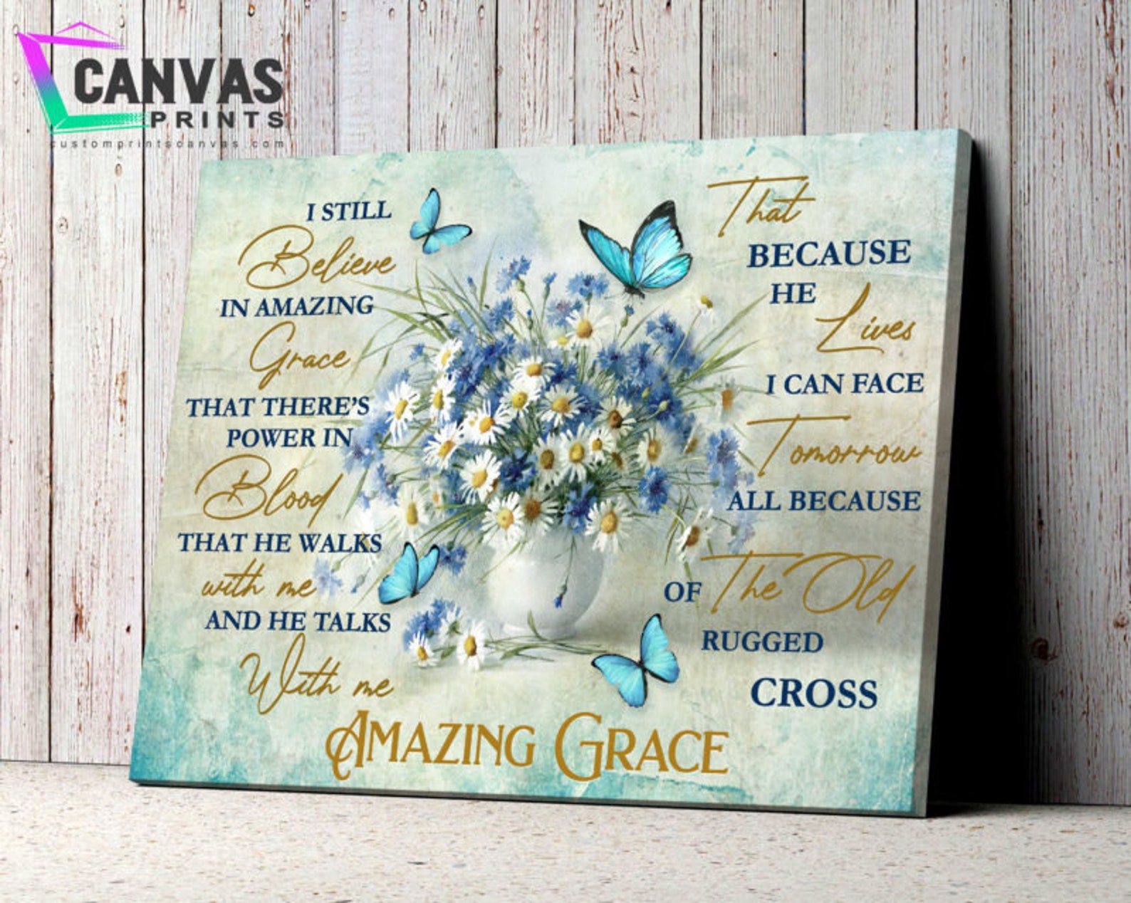I Still Belived In Amazing Grace Canvas Wall Art Navy Etsy