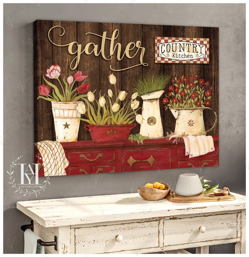 Canvas Painting Wall Art Decor Beautiful Farmhouse Kitchen Etsy