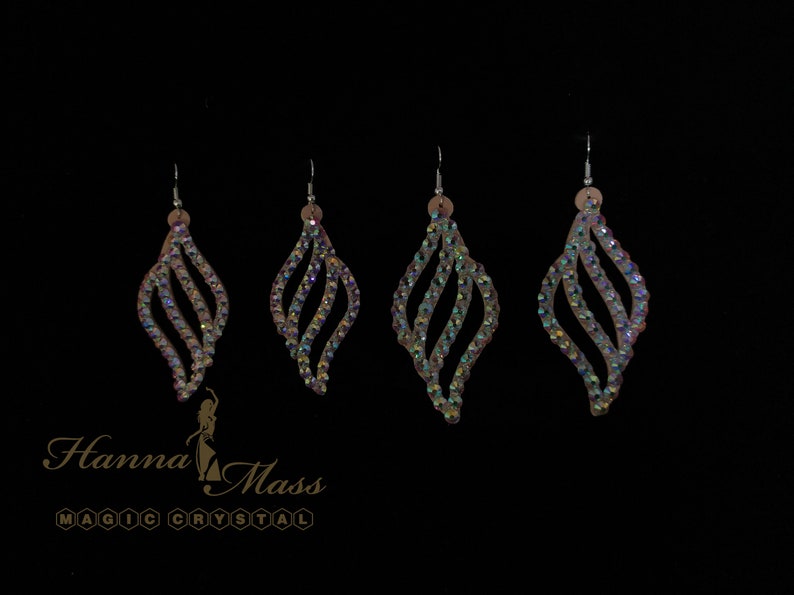 Belly Dance Rhinestone Drop Earrings Ballroom Dance Magic Crystal Earrings Oriental Festival cutout lace earrings Dance Competition Earrings