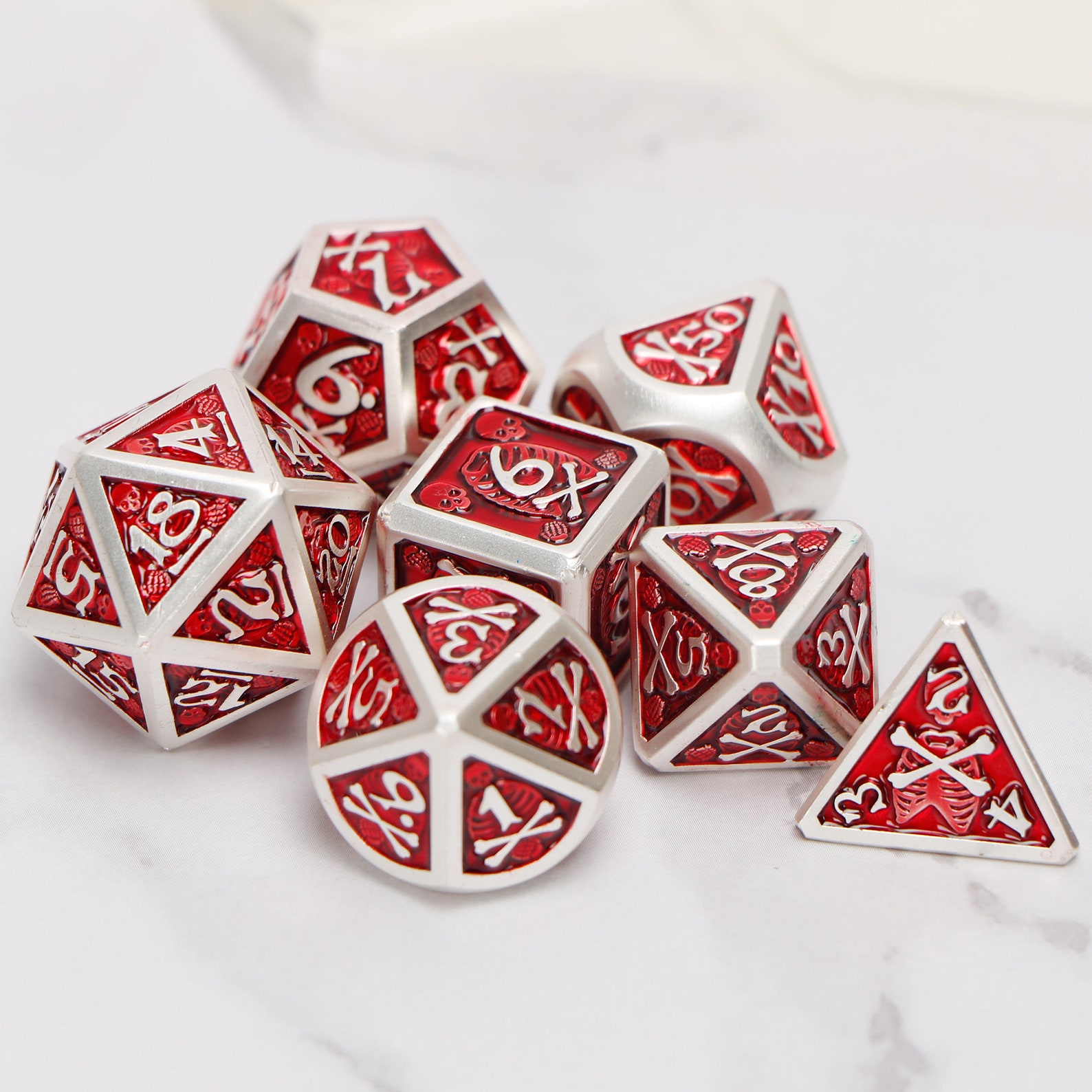 Skull dnd dice set Metal dice set polyhedral dice set Etsy