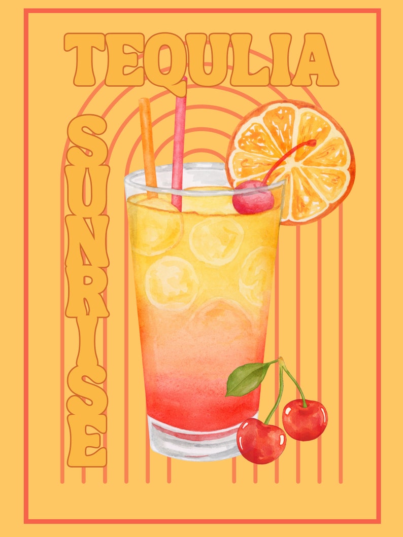 Tequila Sunrise Cocktail Print image 1