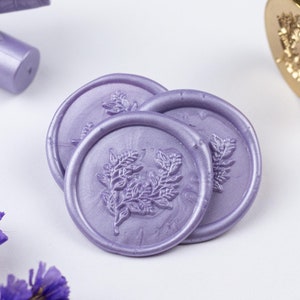 Wachssiegel Flieder für eure Hochzeit - selbstklebende Wachssiegel als Set -  Wachssiegel mit Blume zum Aufkleben