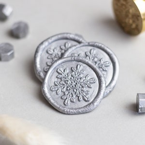 Wax seal snowflake Self-adhesive wax seals for weddings and Christmas finished wax seals silver white and other colors image 1