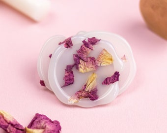 Wax seal with rose petals | Self Adhesive Wax Seals for Wedding | Wedding Seal | finished wax seals | with dried flower