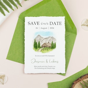 Save the date cards for mountain wedding customizable Save the Date Postcard with Envelope watercolor image 1