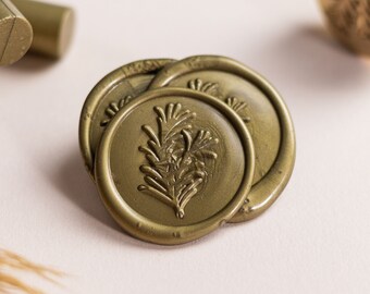 Wax seal rosemary sprig | Self Adhesive Wax Seals for Wedding | finished wax seals | gold green white and more colors