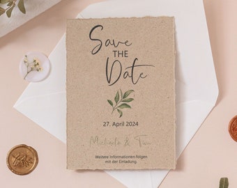 Save the Date Greenery | personalisierbare Save the Date Karte für Hochzeit mit Zweig | nachhaltige Save the Date