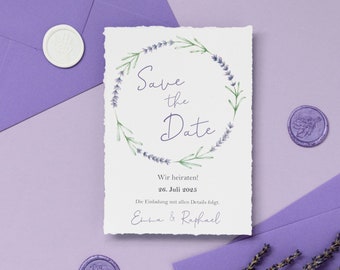 Save the Date Lavender | personalizable Save the Date card for lavender wedding | sustainable Save the Date