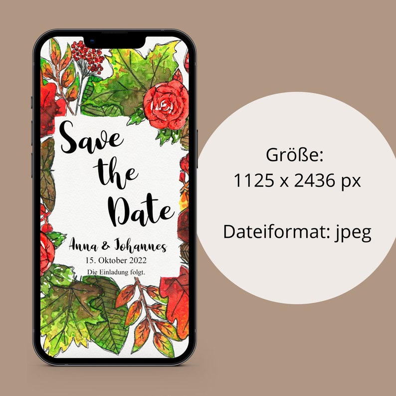 Digital Save the Date Card for Fall Wedding Customizable image 2