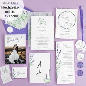 Table number for wedding baptism or celebration with lavender image 9