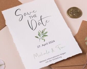 Save the Date Greenery | personalizable Save the Date card for wedding with branch | sustainable Save the Date