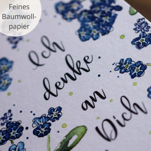 Forget-Me-Not Card I'm thinking of you Watercolor postcard image 9