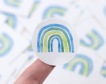 Rainbow Blue | Sticker Round stickers for birth, baptism, children's birthday, school enrollment | for embellishing gifts and envelopes