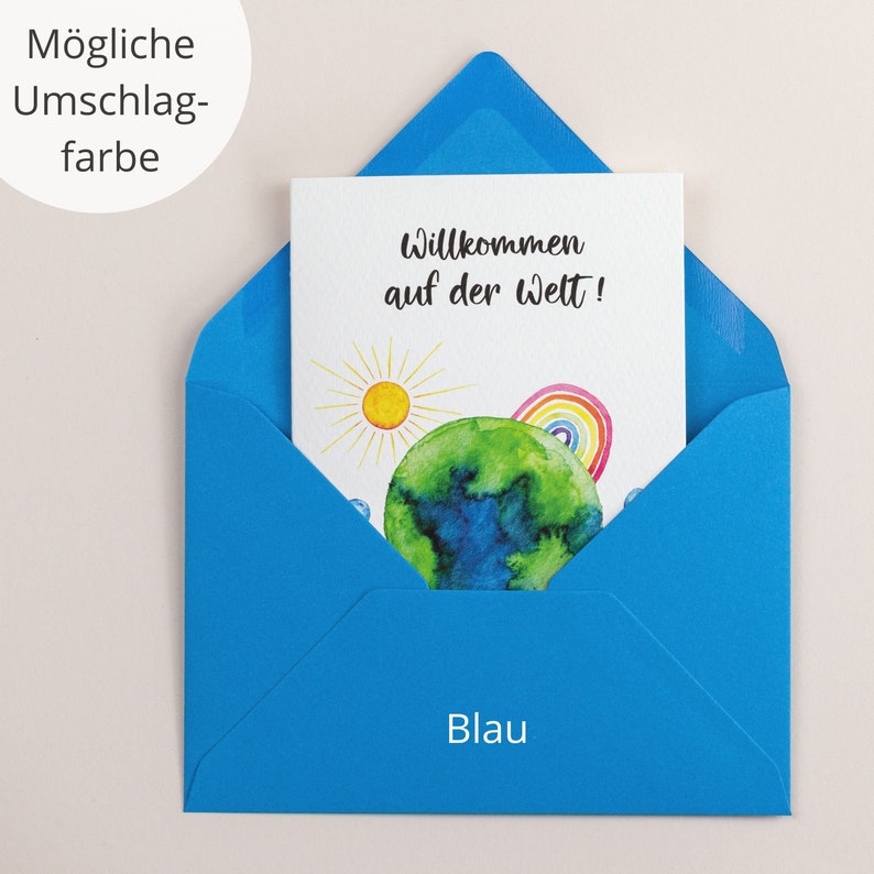Birthday card Welcome to the world Birthday card in Blau