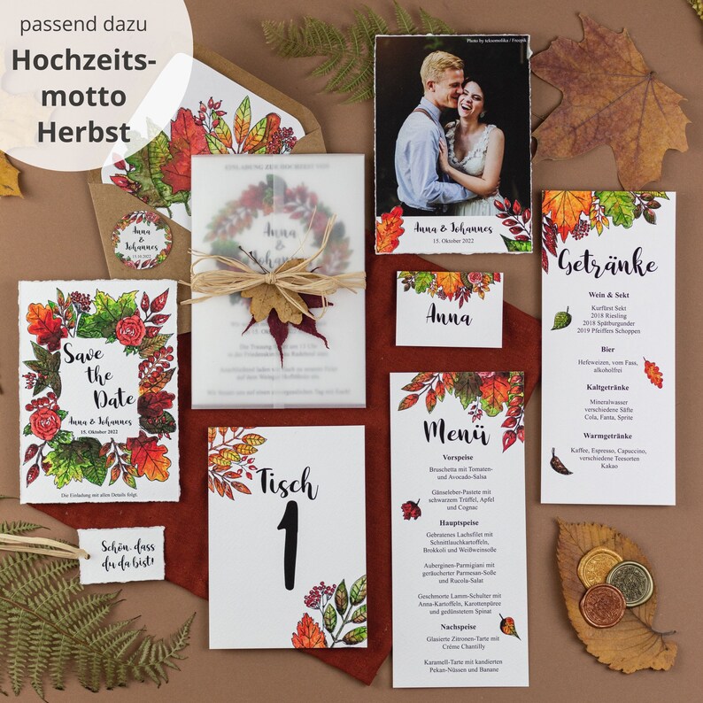 Pendant for wedding, baptism or celebration in autumn Gift tags with custom text Pendant for fall wedding favors image 9