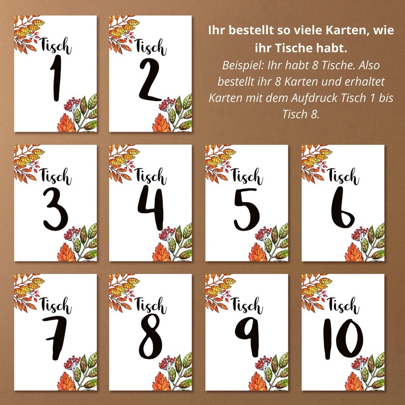 Table number for wedding baptism or celebration in autumn image 8