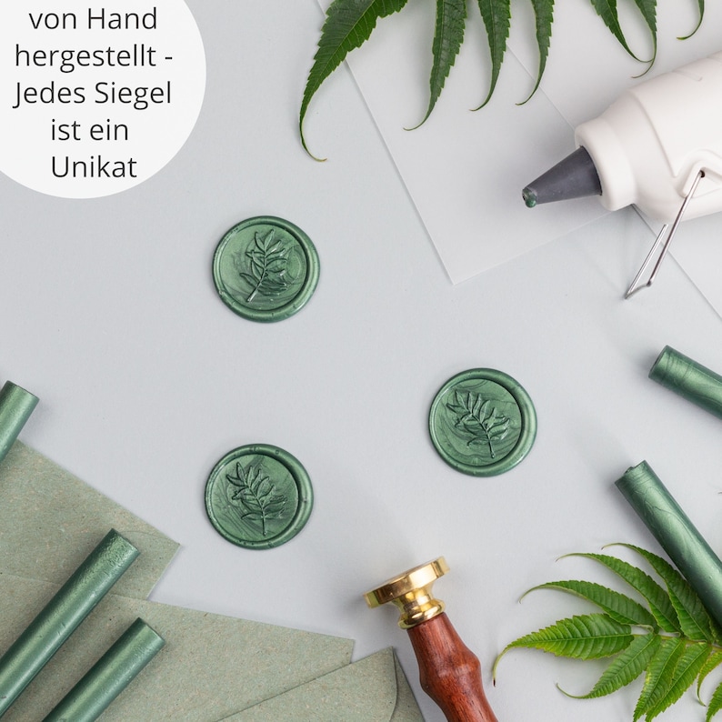 Wax seal leaf palm leaf Self-adhesive wax seals for wedding finished wax seals gold green white and other colors image 4