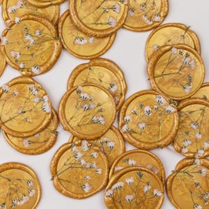 Wachssiegel Schleierkraut für eure Hochzeit - selbstklebende Wachssiegel als Set -  Wachssiegel mit Trockenblume zum Aufkleben